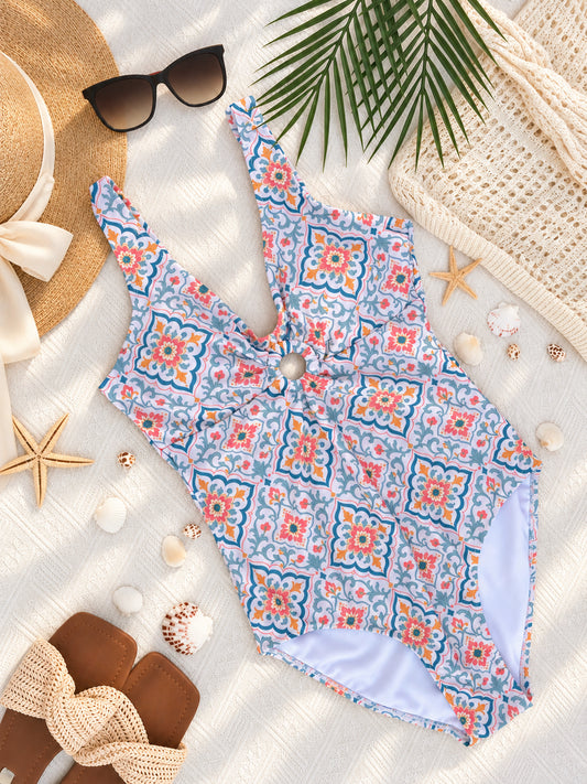 Coral Bloom V-Neck Swimsuit