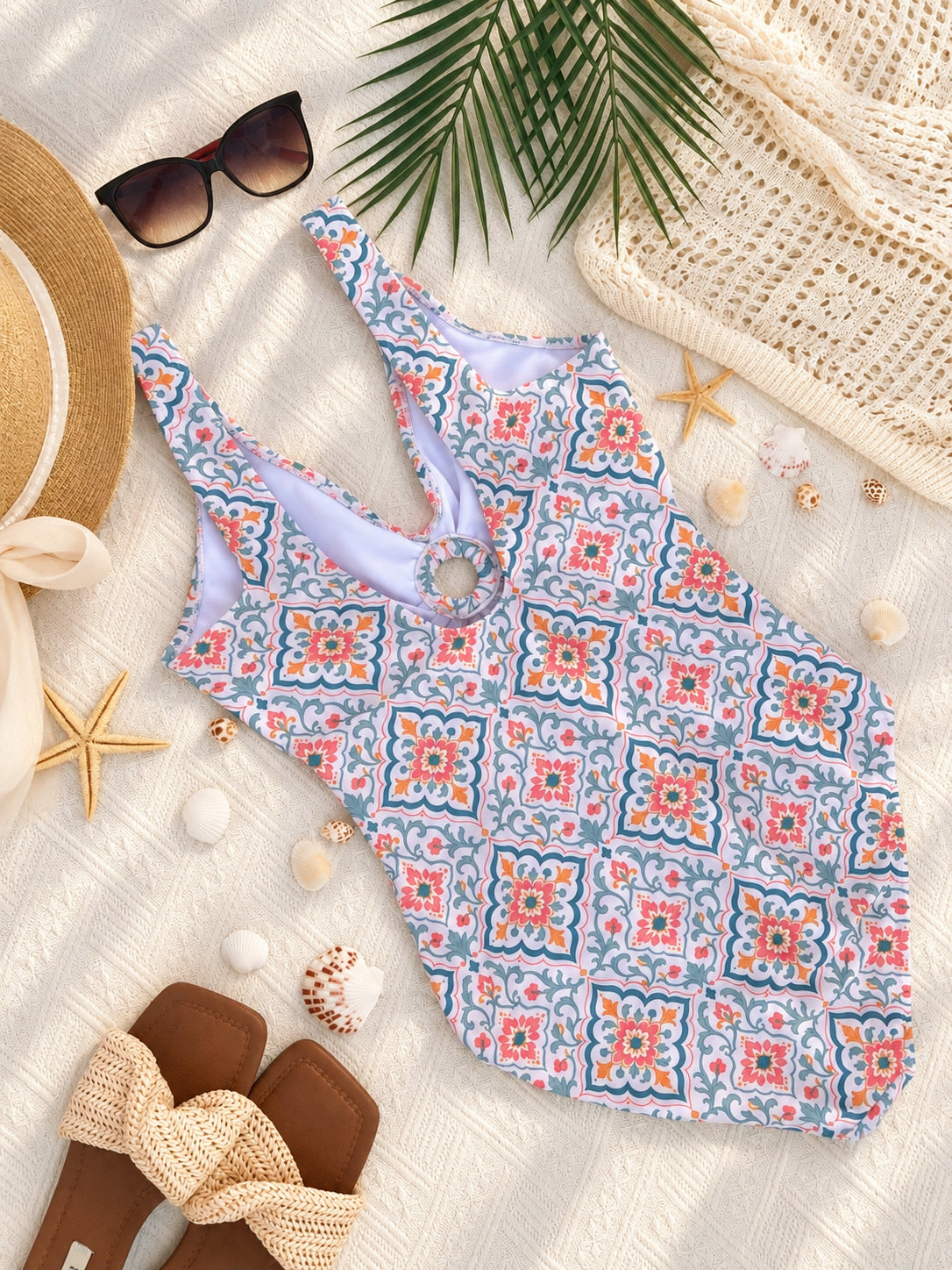 Coral Bloom V-Neck Swimsuit